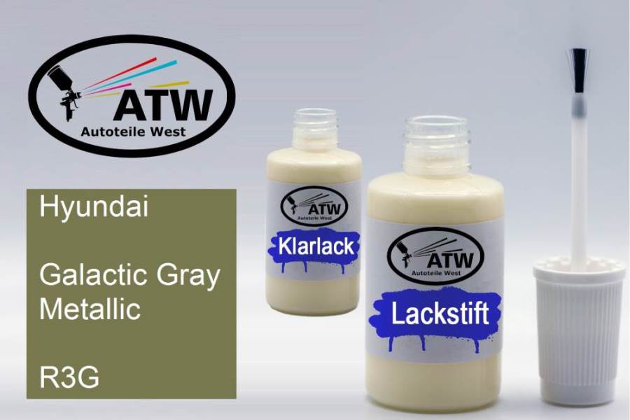 Hyundai, Galactic Gray Metallic, R3G: 20ml Lackstift + 20ml Klarlack - Set, von ATW Autoteile West.